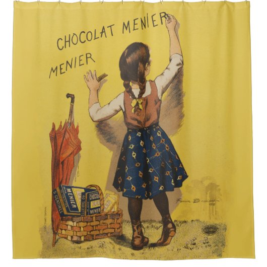 Chocolat menier meisje muur schrijven douchegordijn (Voorkant)