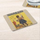 Chocolat menier meisje muur schrijven kartonnen onderzetters (Schuin)