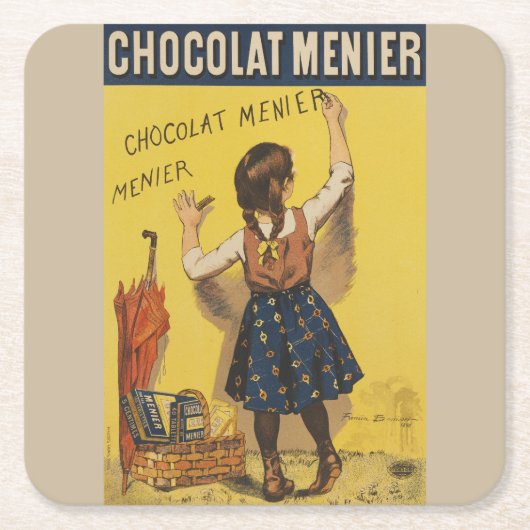 Chocolat menier meisje muur schrijven kartonnen onderzetters (Voorkant)