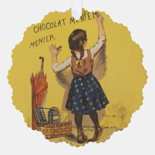 Chocolat menier meisje muur schrijven ornament kaart