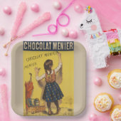 Chocolat menier meisje muur schrijven papieren bordje (Feest)