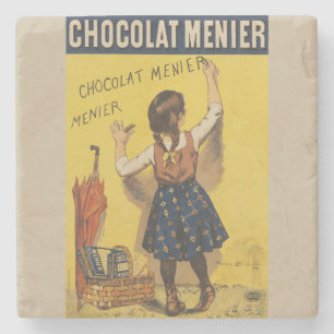 Chocolat menier meisje muur schrijven stenen onderzetter