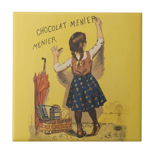 Chocolat menier meisje muur schrijven tegeltje (Voorkant)