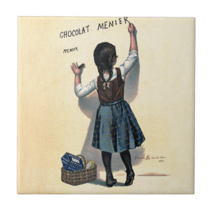 Chocolat menier meisje muur schrijven tegeltje