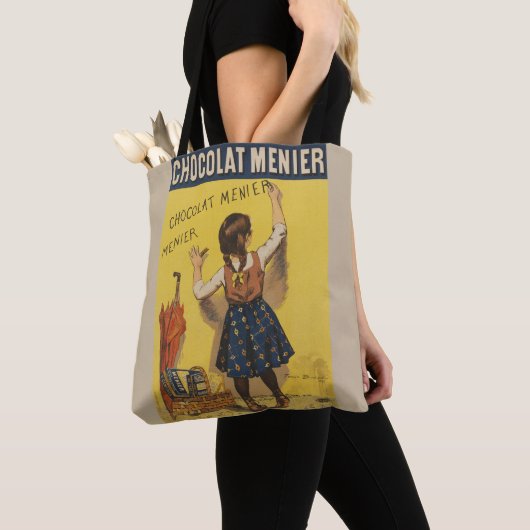 Chocolat menier meisje muur schrijven tote bag (Dichtbij)