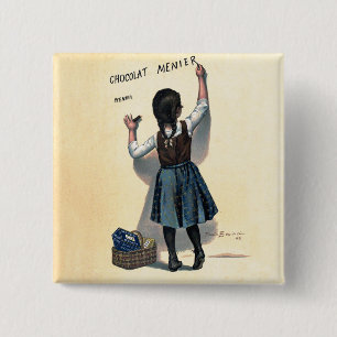 Chocolat menier meisje muur schrijven vierkante button 5,1 cm