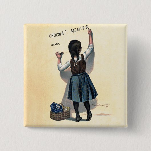 Chocolat menier meisje muur schrijven vierkante button 5,1 cm (Voorkant)
