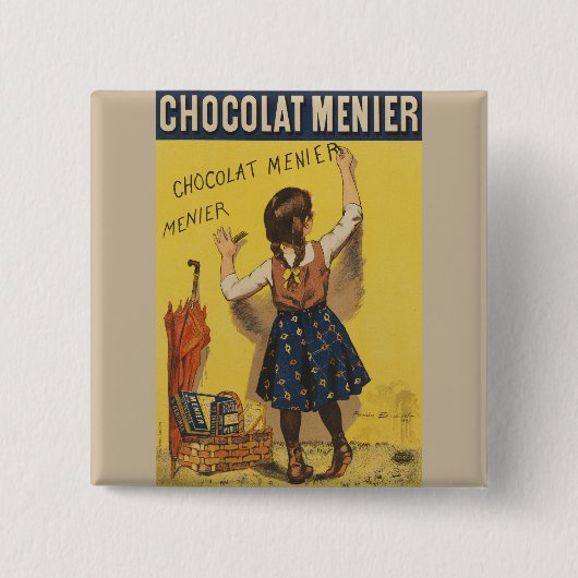 Chocolat menier meisje muur schrijven vierkante button 5,1 cm (Voorkant)
