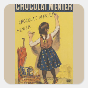 Chocolat menier meisje muur schrijven vierkante sticker