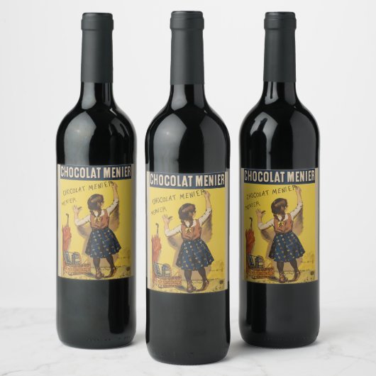 Chocolat menier meisje muur schrijven wijn etiket (Flessen)