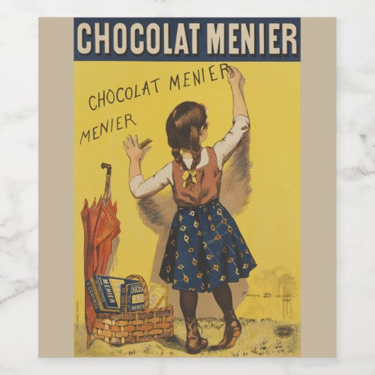 Chocolat menier meisje muur schrijven wijn etiket