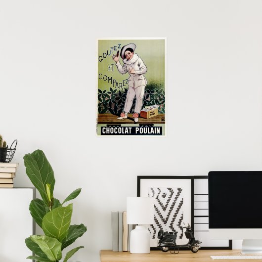 CHOCOLAT POULAIN Milk Chocolade Bar Old French Poster (Thuiskantoor)