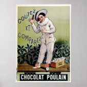 CHOCOLAT POULAIN Milk Chocolade Bar Old French Poster (Voorkant)