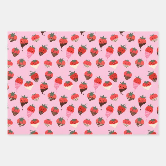 Chocolate aardbery Love Wrapping Paper Set van 3 (Voorkant)