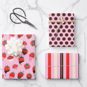 Chocolate aardbery Love Wrapping Paper Set van 3