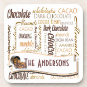 Chocolate Almond Typography Collage Personalized Drankjes Onderzetter (Voorkant)