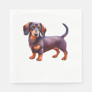 Chocolate and Tan Cream Dachshund Painting - Wein Servet