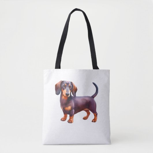 Chocolate and Tan Cream Dachshund Painting - Wein Tote Bag (Voorkant)