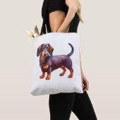 Chocolate and Tan Cream Dachshund Painting - Wein Tote Bag (Dichtbij)