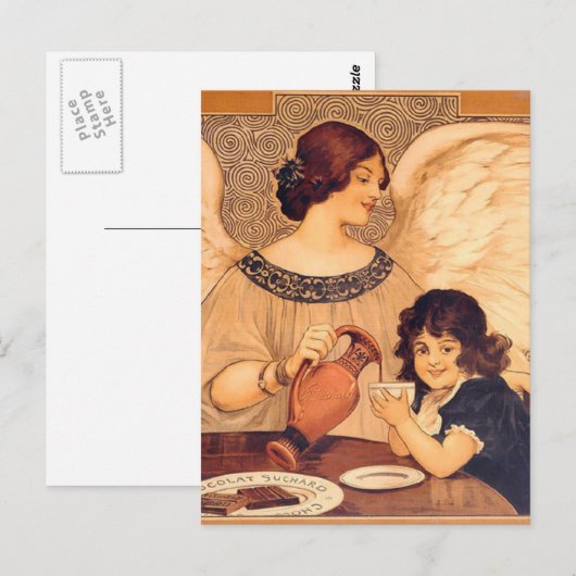 Chocolate Angel Frans Antiek Briefkaart (Voorkant / Achterkant)