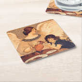 Chocolate Angel Frans Antiek Kartonnen Onderzetters (Schuin)