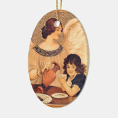 Chocolate Angel Frans Antiek Keramisch Ornament (Links)