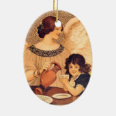 Chocolate Angel Frans Antiek Keramisch Ornament (Achterkant)