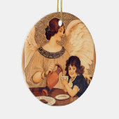 Chocolate Angel Frans Antiek Keramisch Ornament (Rechts)