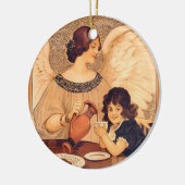 Chocolate Angel Frans Antiek Keramisch Ornament (Links)
