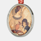 Chocolate Angel Frans Antiek Metalen Ornament (Links)