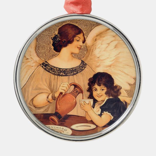 Chocolate Angel Frans Antiek Metalen Ornament (Voorkant)