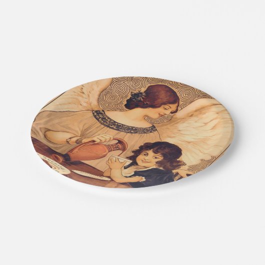 Chocolate Angel Frans Antiek Papieren Bordje (Gekanteld)