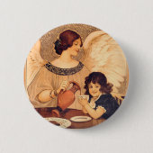 Chocolate Angel Frans Antiek Ronde Button 5,7 Cm (Voorkant)