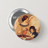 Chocolate Angel Frans Antiek Ronde Button 5,7 Cm (Voorkant /achterkant)