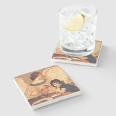 Chocolate Angel Frans Antiek Stenen Onderzetter (Zijkant)