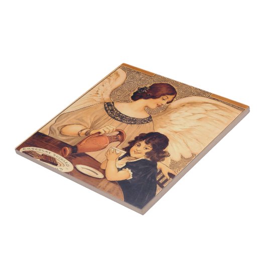 Chocolate Angel Frans Antiek Tegeltje (Zijkant)