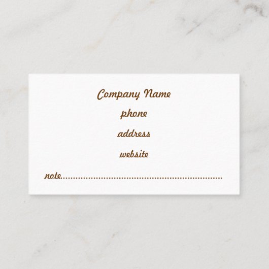 Chocolate Aqua Visitekaartje (Achterkant)