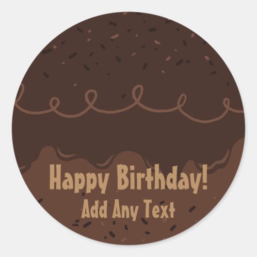 Chocolate Birthday Cake Frosting Ronde Sticker (Voorkant)