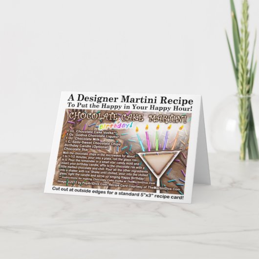 Chocolate Birthday Cake Martini Recipe Card Kaart (Voorkant)