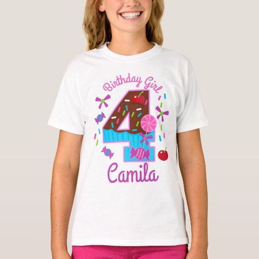 Chocolate Birthday Girl Fourth T-shirt (Voorkant)