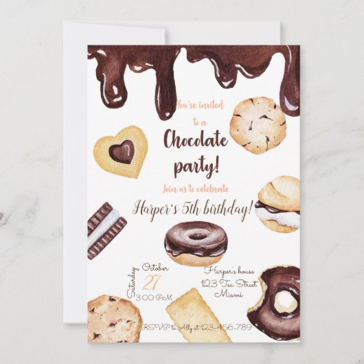 Chocolate Birthday Invitation Kaart (Voorkant)