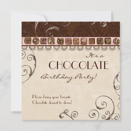 Chocolate Birthday Party Invitation Kaart (Voorkant)