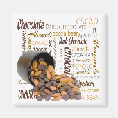 Chocolate Bits Almonds Typografie Collage Foto Magneet (Voorkant)