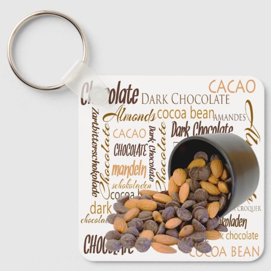 Chocolate Bits Nuts Typography Word Cloud Sleutelhanger (Voorkant)