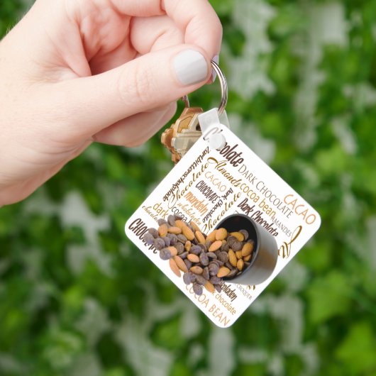Chocolate Bits Nuts Typography Word Cloud Sleutelhanger (Hand)
