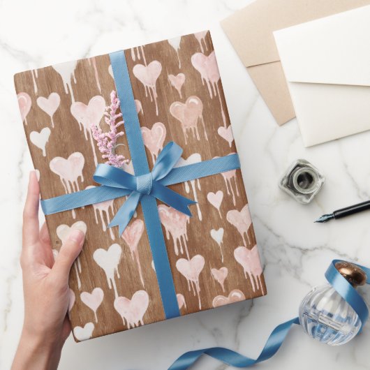 Chocolate Blush Pink Cream Hearts Valentine's Day Cadeaupapier (Geschenken)
