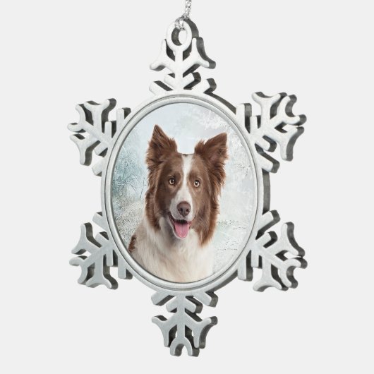 Chocolate Border Collie Ornament (Rechts)