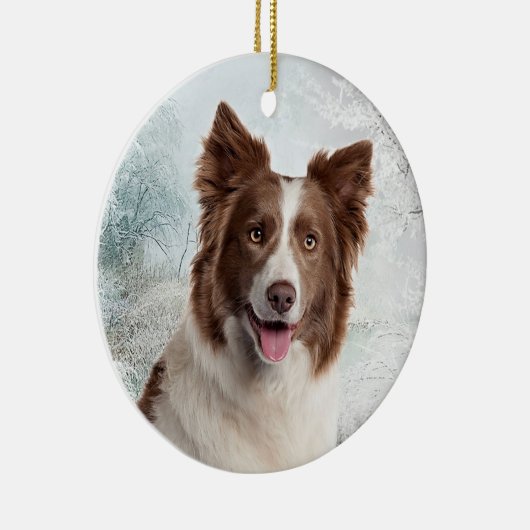 Chocolate Border Collie Ornament (Rechts)