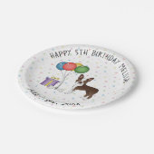 Chocolate Boston Terrier Cartoon Dog - Birthday Papieren Bordje (Gekanteld)