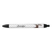 Chocolate Boston Terrier Cute Cartoon Dog & Name Zwarte Inkt Pen (Voorkant)